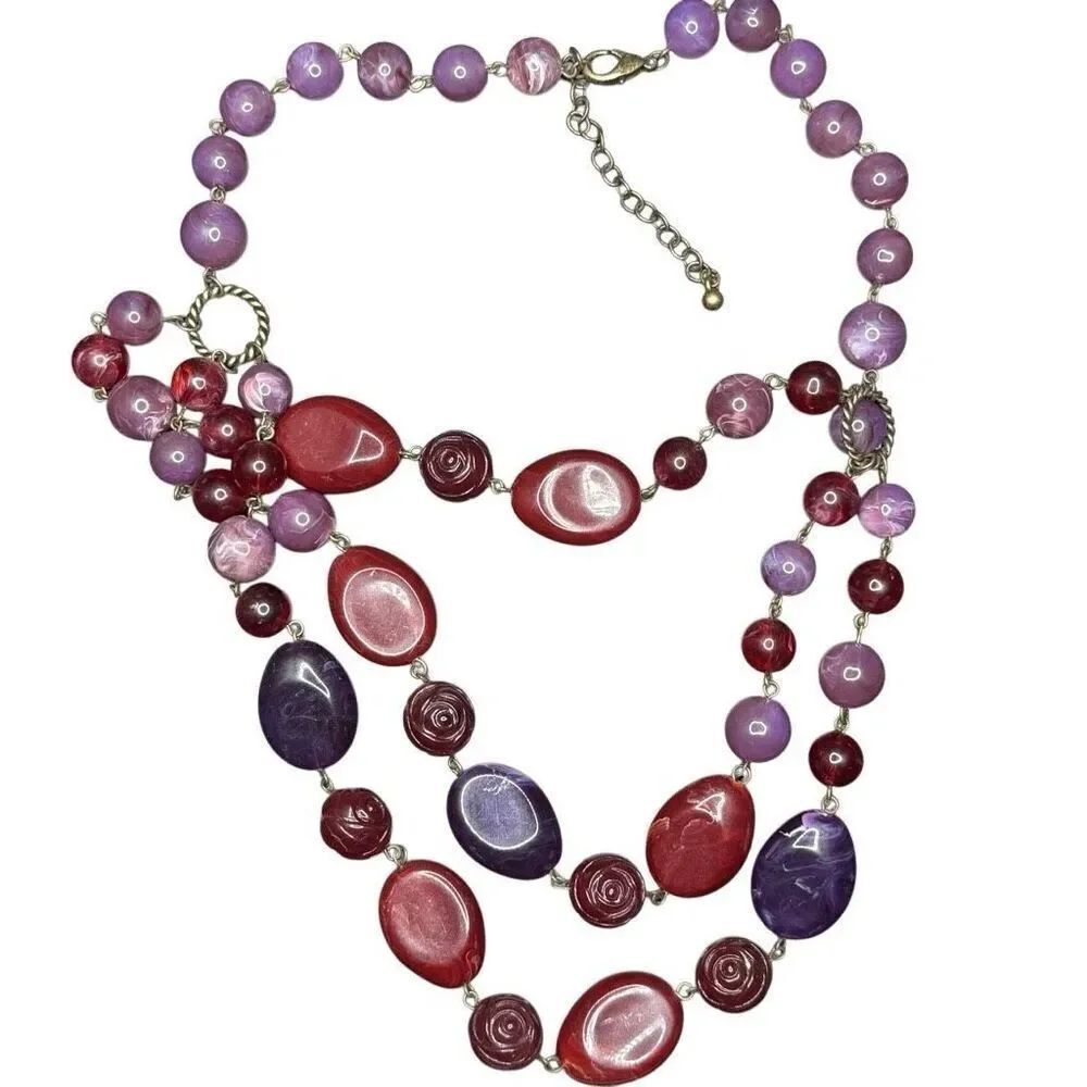 Anthropologie layered purple and pink gorgeous necklace.